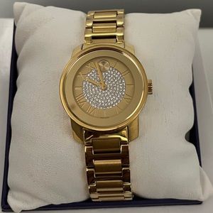 Authentic Movado Swiss Quartz Yellow Gold Crystal Filled Watch